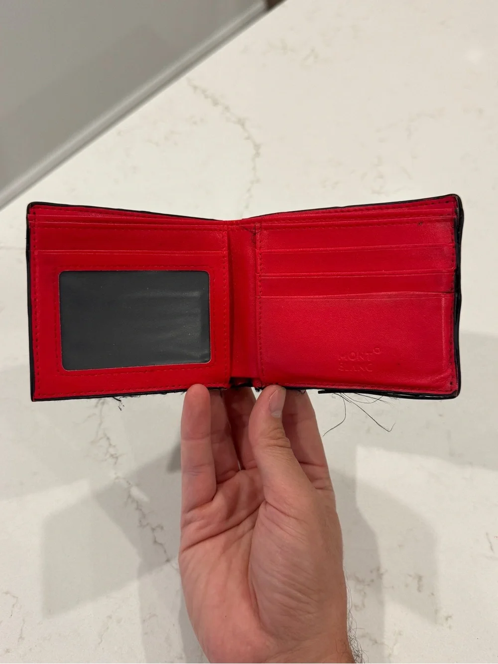 Mont Blanc Black and Red Leather Card Holder Wallet